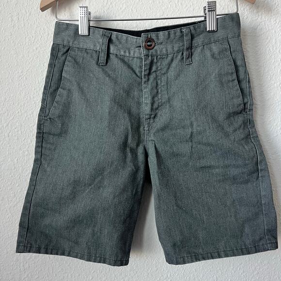 Volcom Youth True To This Shorts Gray Size 26 Front Cotton Blend Chino - Picture 1 of 7